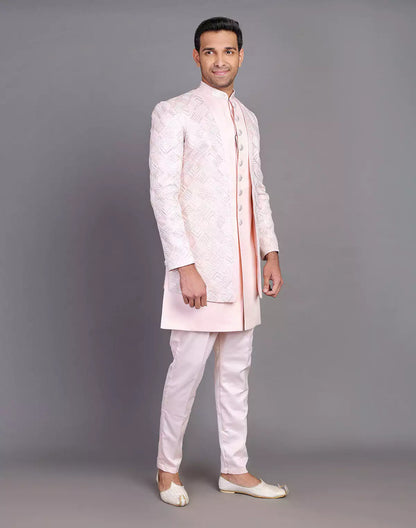 Multi Thread Work Satin Light Pink Indo Open Jacket Style