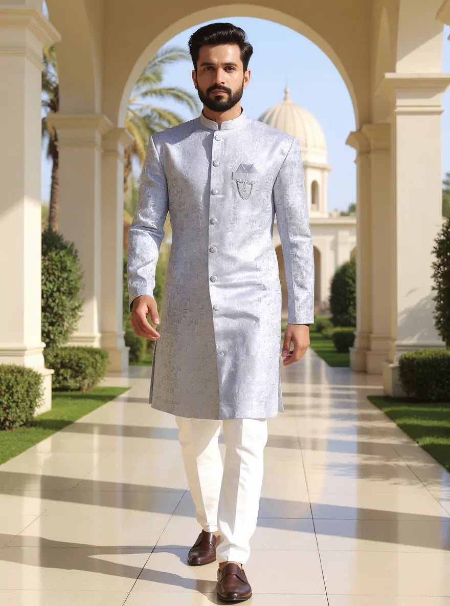 Grey Jacquard Semi-Indo for Men