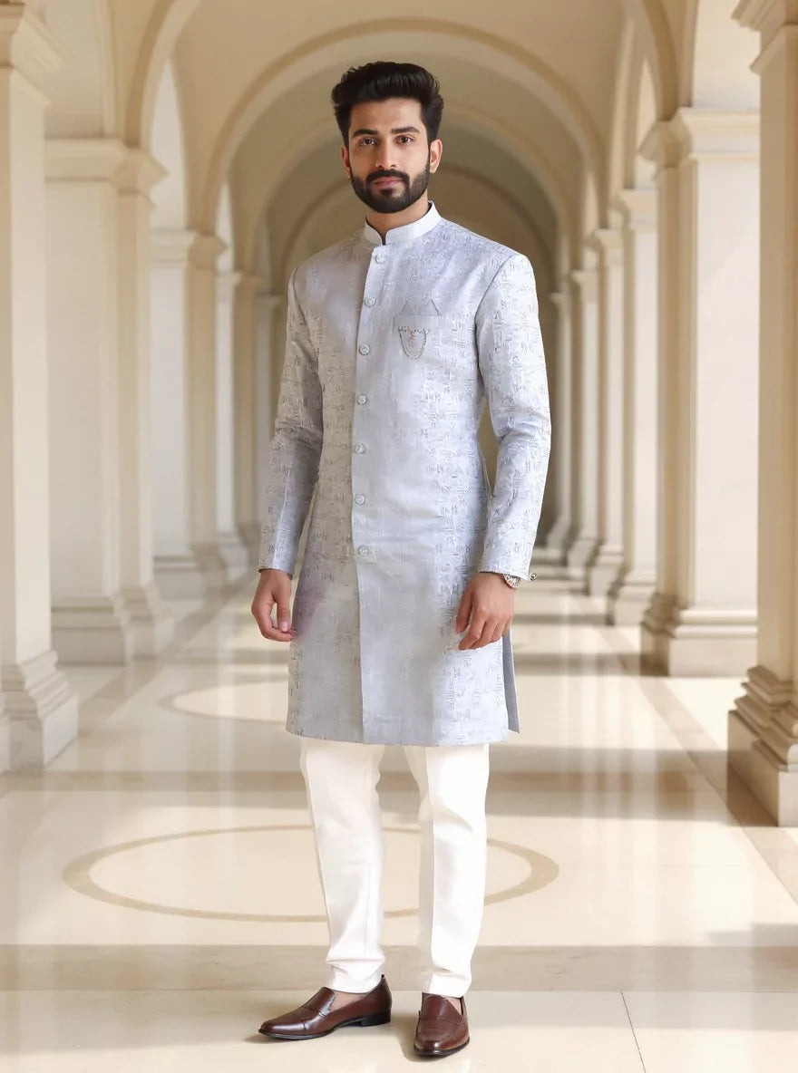 Grey Jacquard Semi-Indo for Men