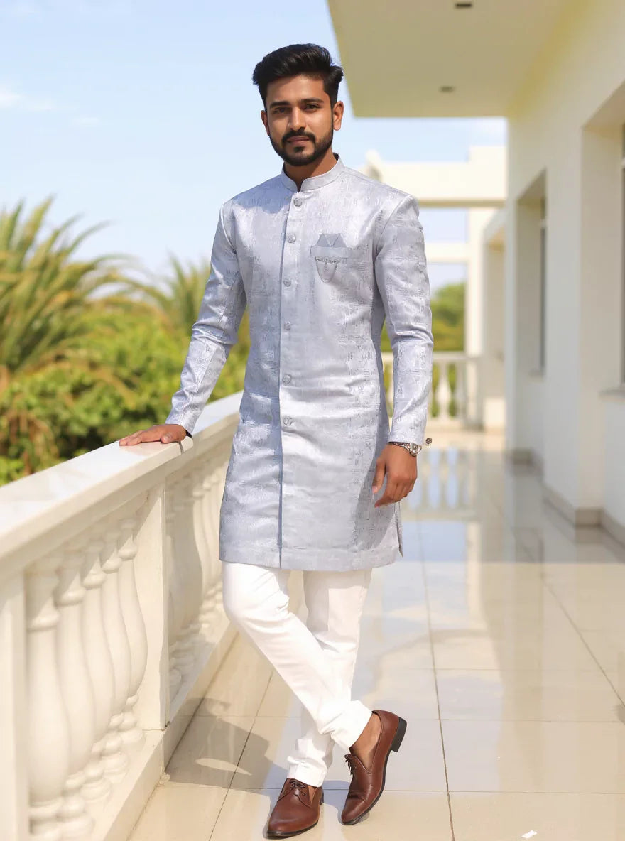 Grey Jacquard Semi-Indo for Men