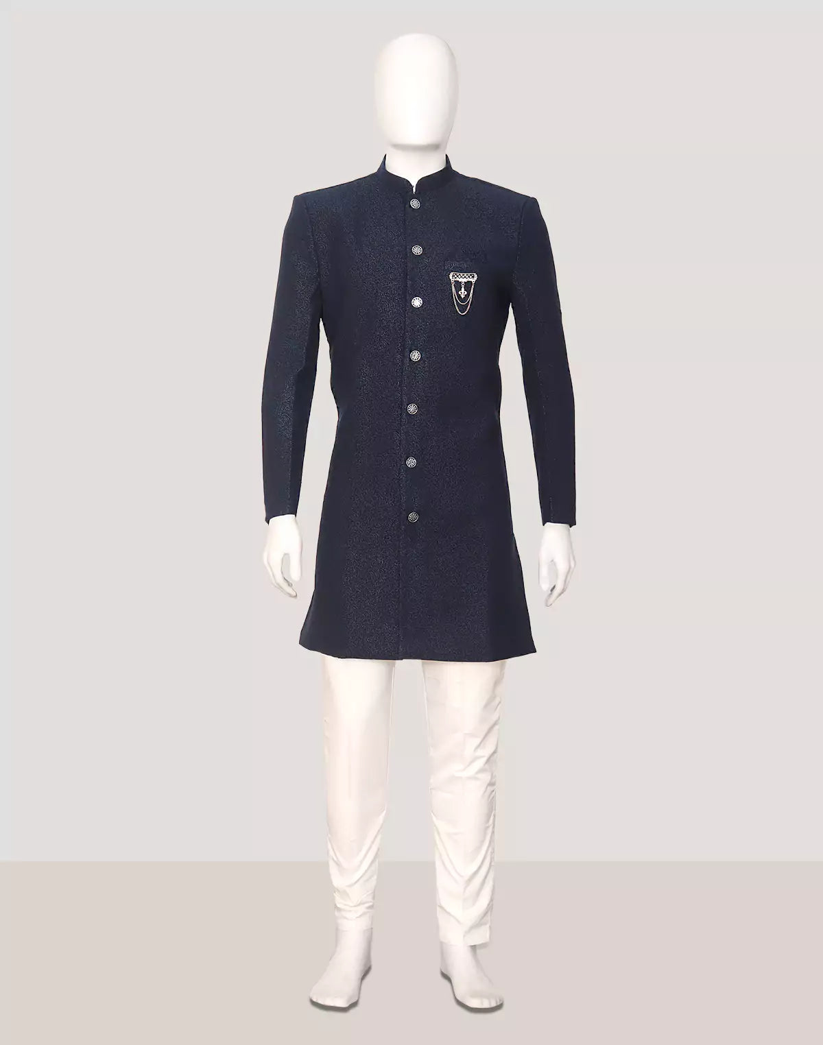 Deep Navy Blue Imperial Patterned Jacquard Semi Indo