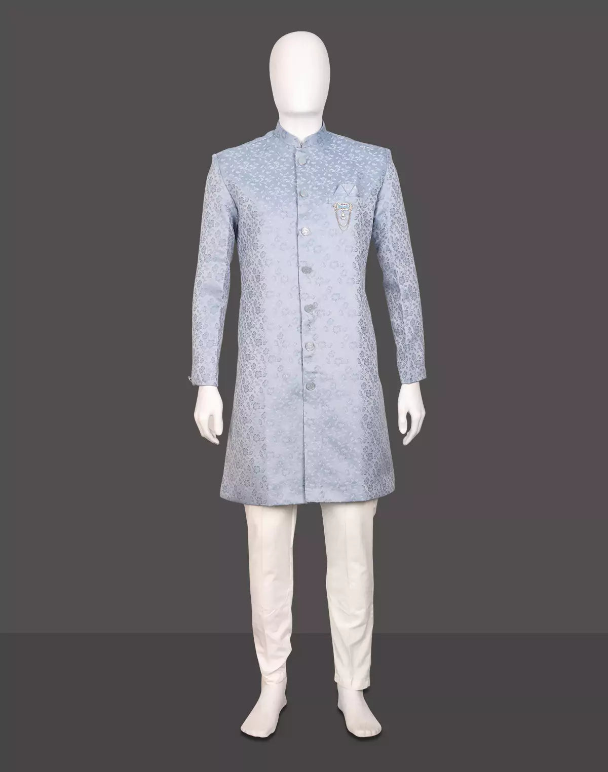 Bel Buti Patterned Sky Jacquard Semi-Indo Set