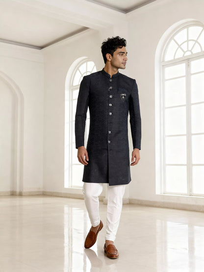 Jacquard Self Paisely Design Blue Semi Indo