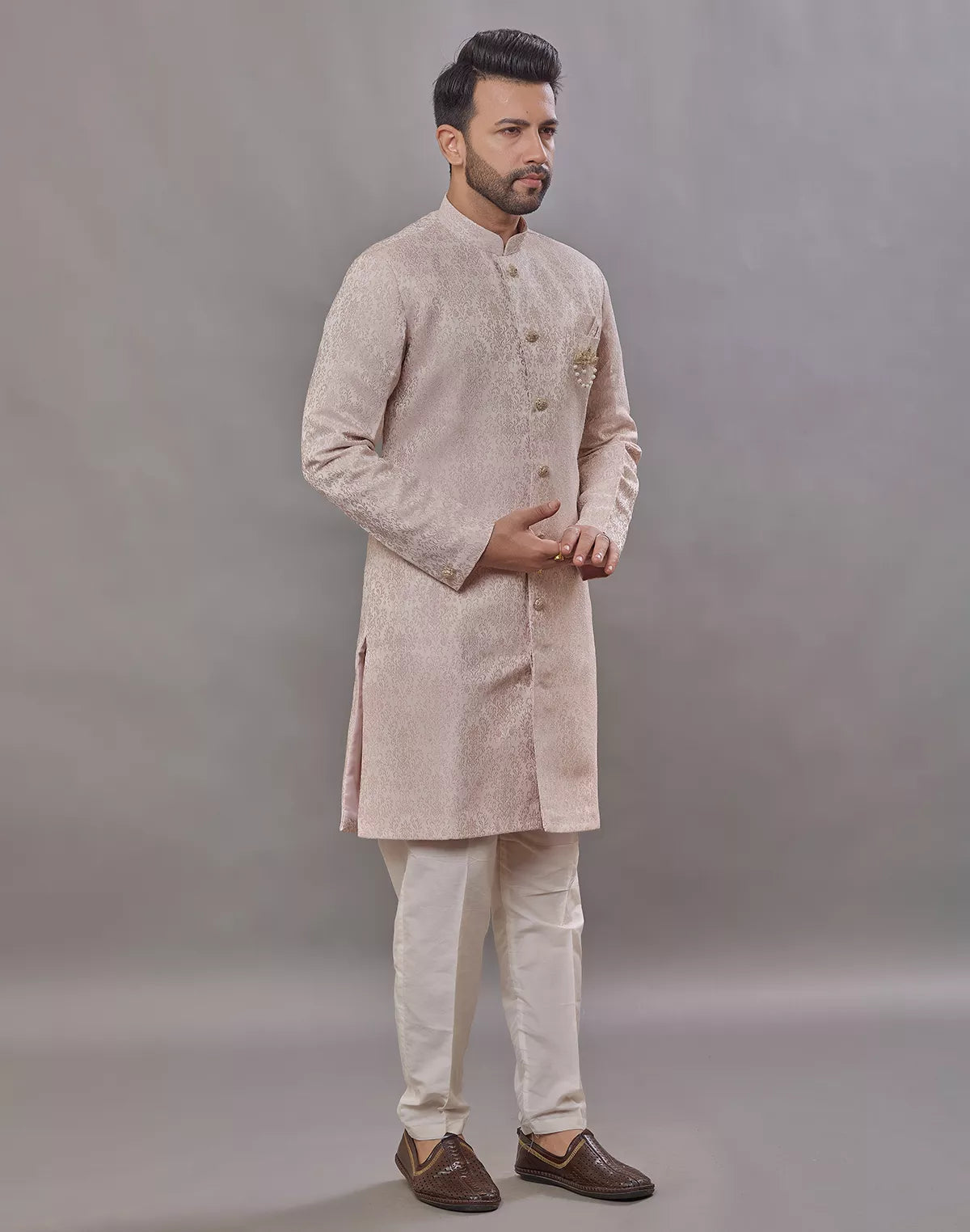 Onion Self Floral Weaving Jacquard Semi Indo