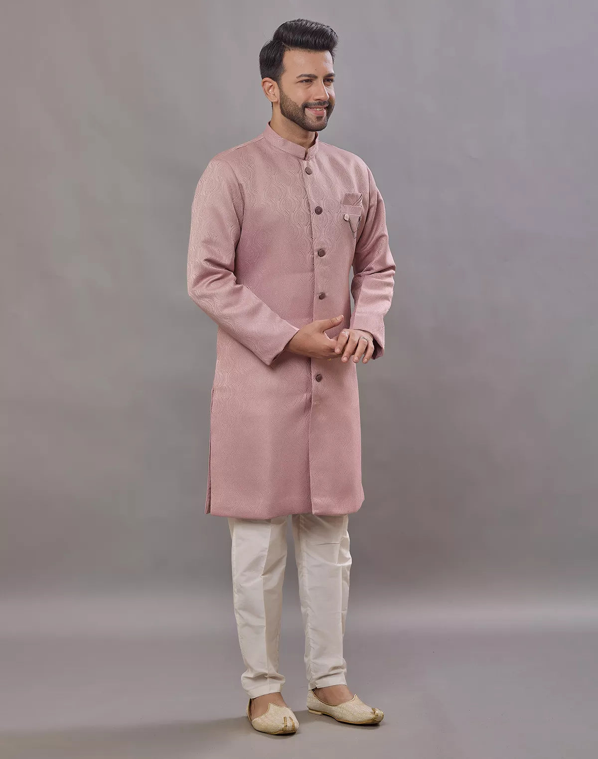 Designer Onion Self Patterned Jacquard Semi Indo