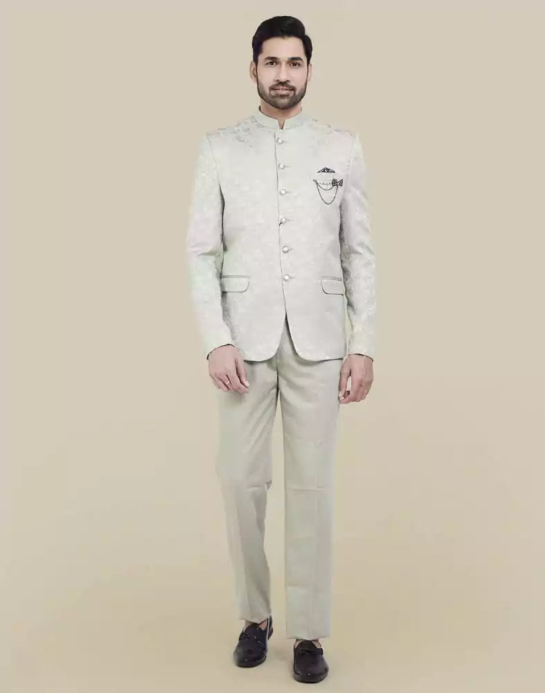Pista Green Self Textured Bandhagala Set