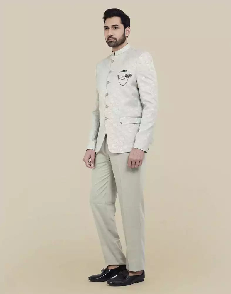 Pista Green Self Textured Bandhagala Set