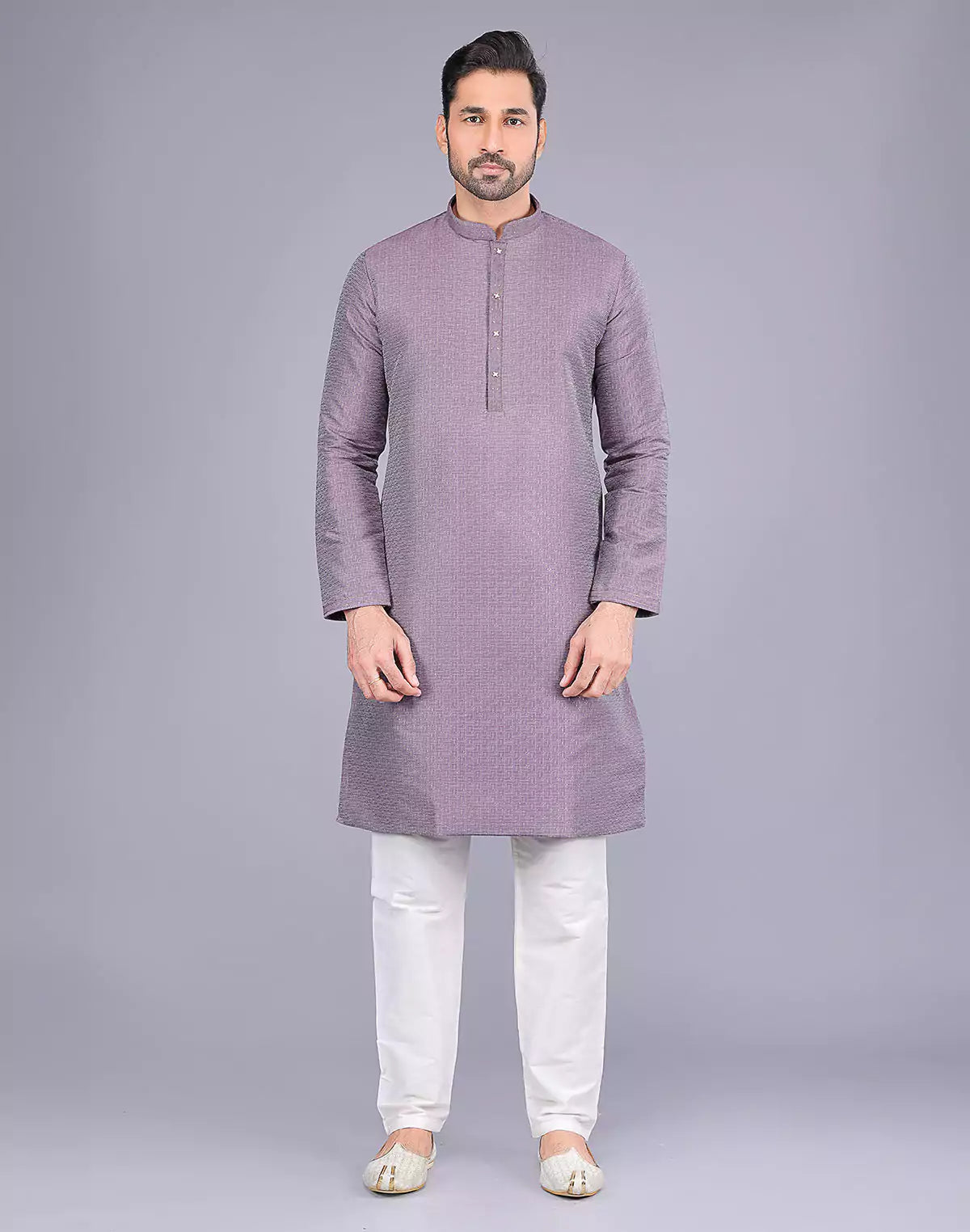 Onion Self Design Soft Silk Stones work Kurta Pyjama Set