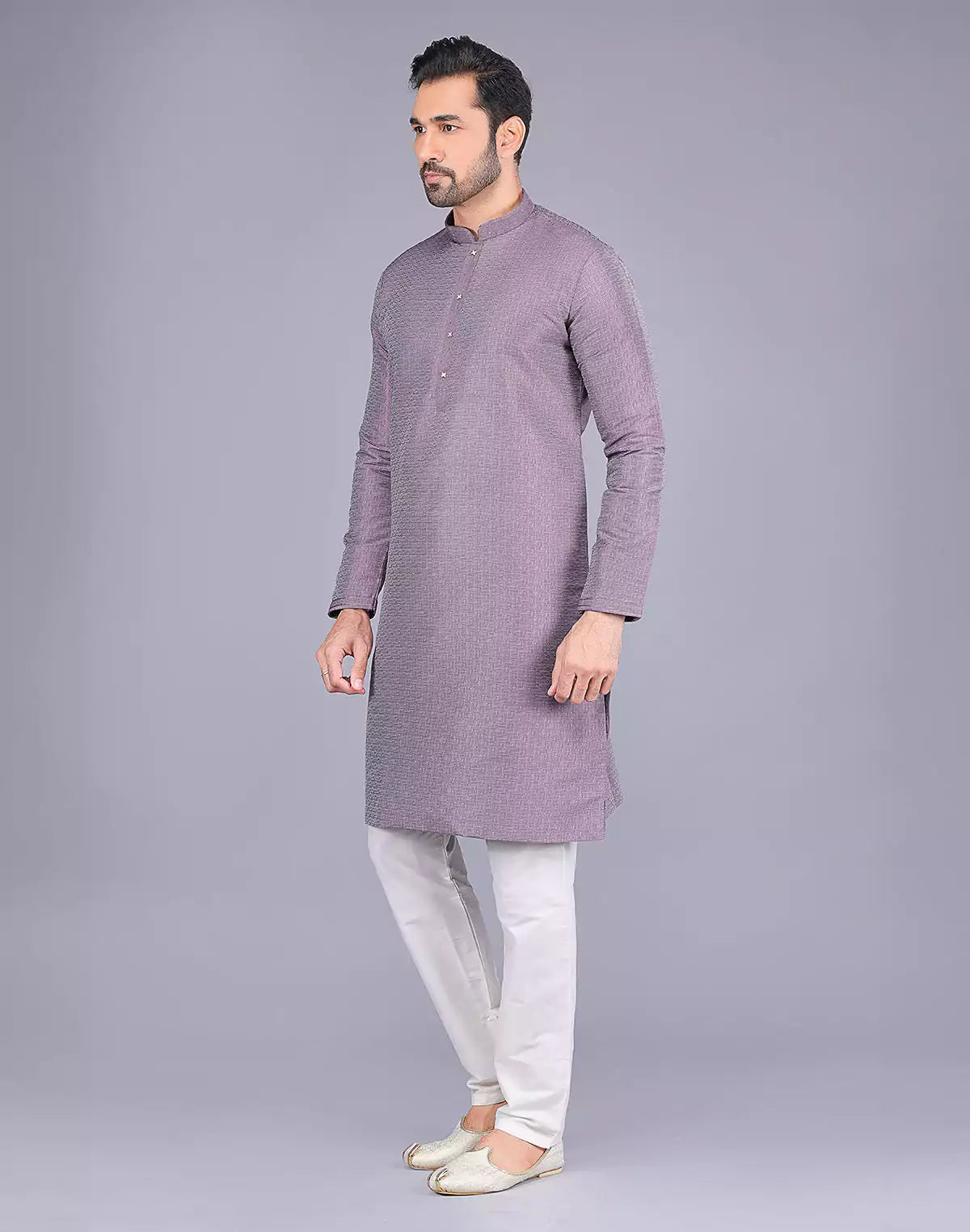 Onion Self Design Soft Silk Stones work Kurta Pyjama Set