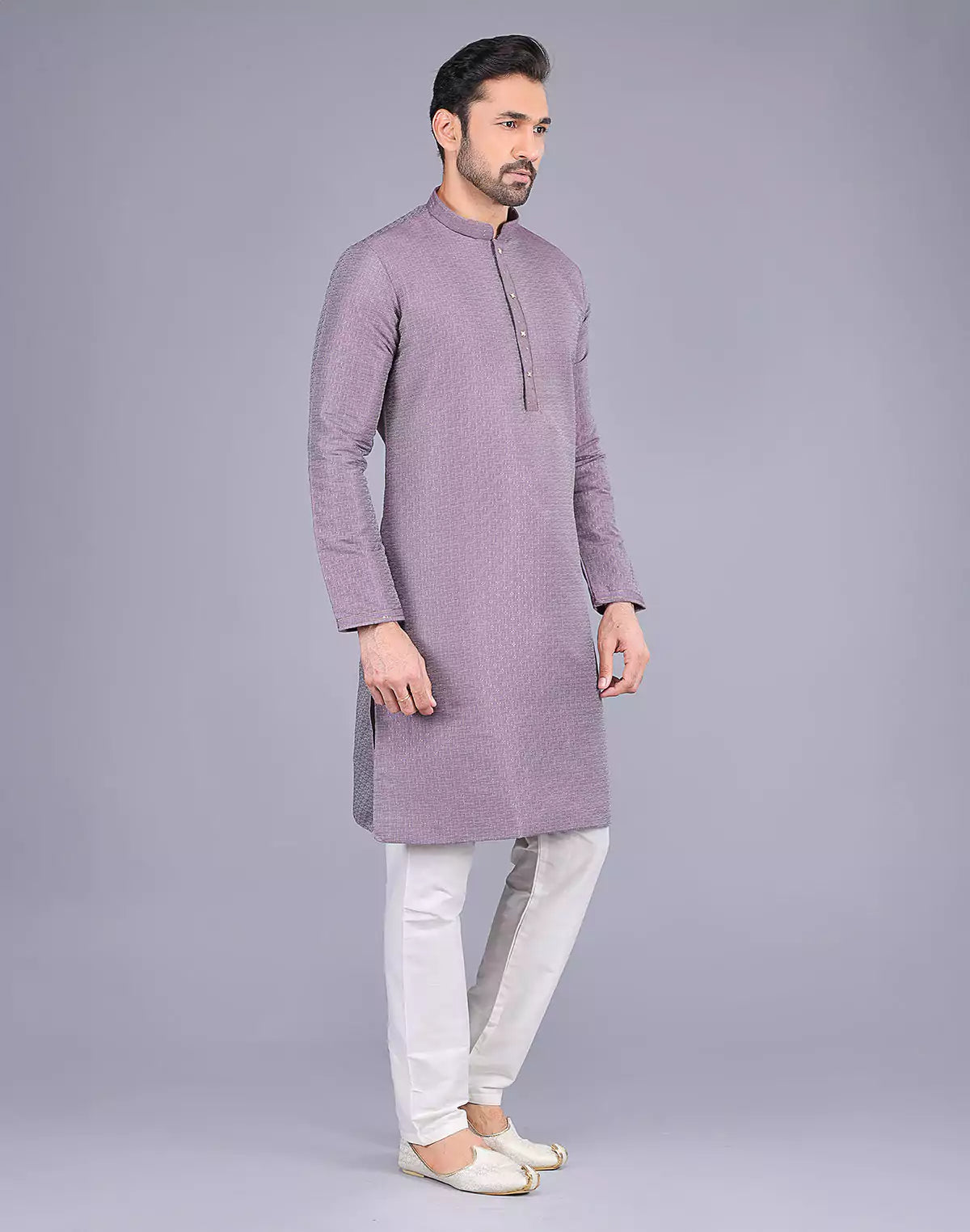 Onion Self Design Soft Silk Stones work Kurta Pyjama Set