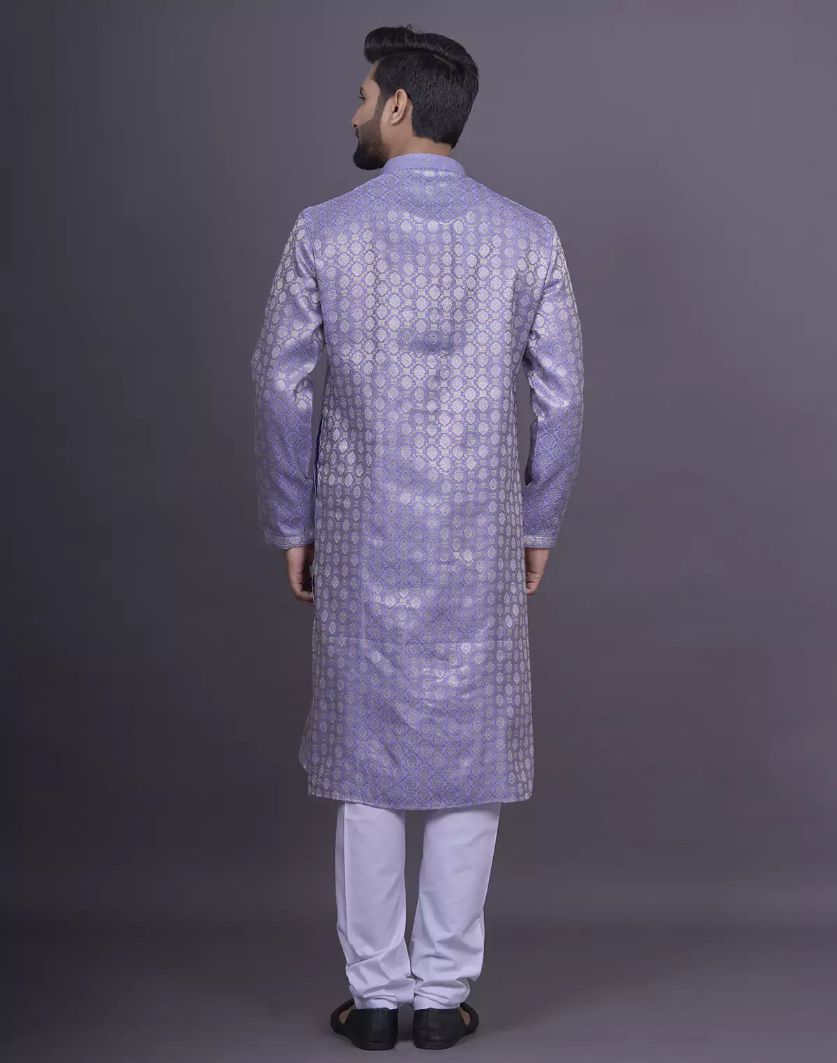 Voilet Brocade Design Weaving Jacquard Kurta with Pyjama