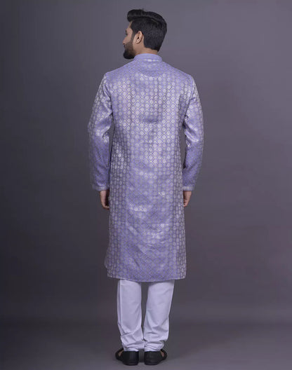 Voilet Brocade Design Weaving Jacquard Kurta with Pyjama