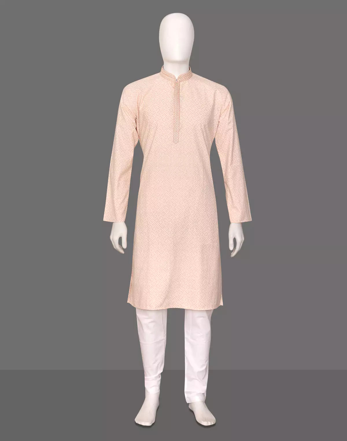 Elegance Onion Self Patterned Cotton Kurta Pyjama Set
