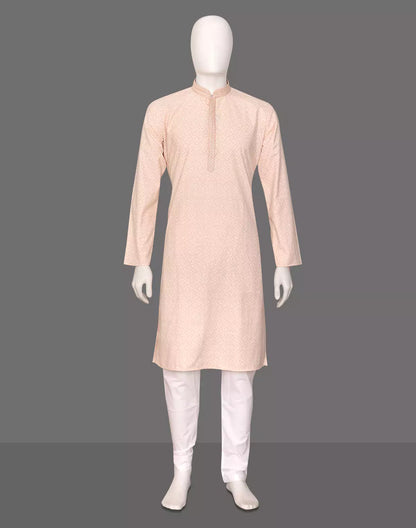 Elegance Onion Self Patterned Cotton Kurta Pyjama Set