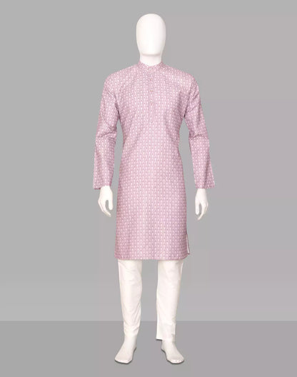 Giza Cotton Floral Printed Onion Color Kurta Set