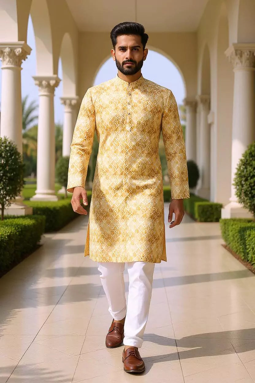 Rust Coloured Floral Printed Cotton Kurta Pyjama Set