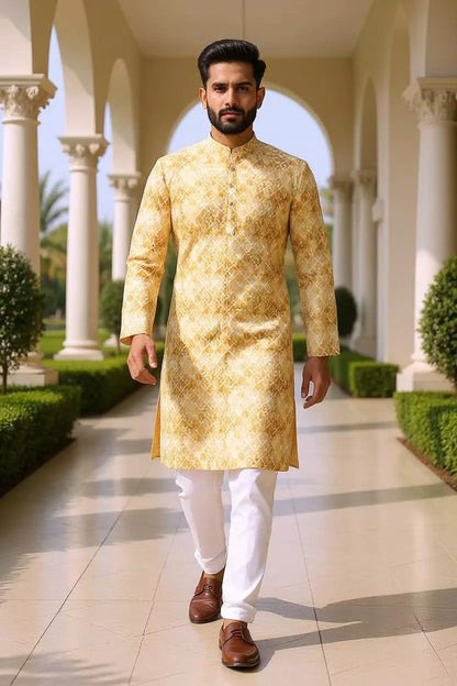 Rust Coloured Floral Printed Cotton Kurta Pyjama Set