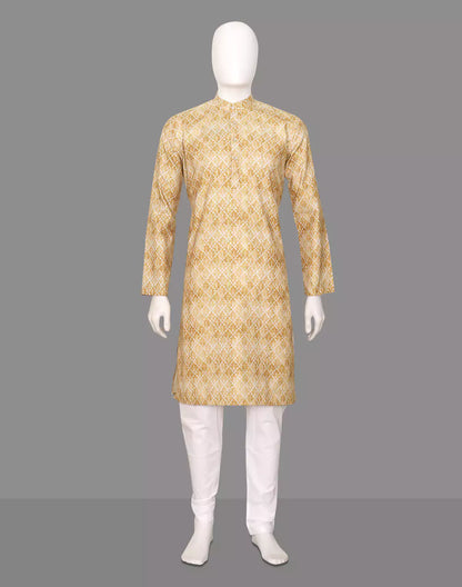 Rust Coloured Floral Printed Cotton Kurta Pyjama Set