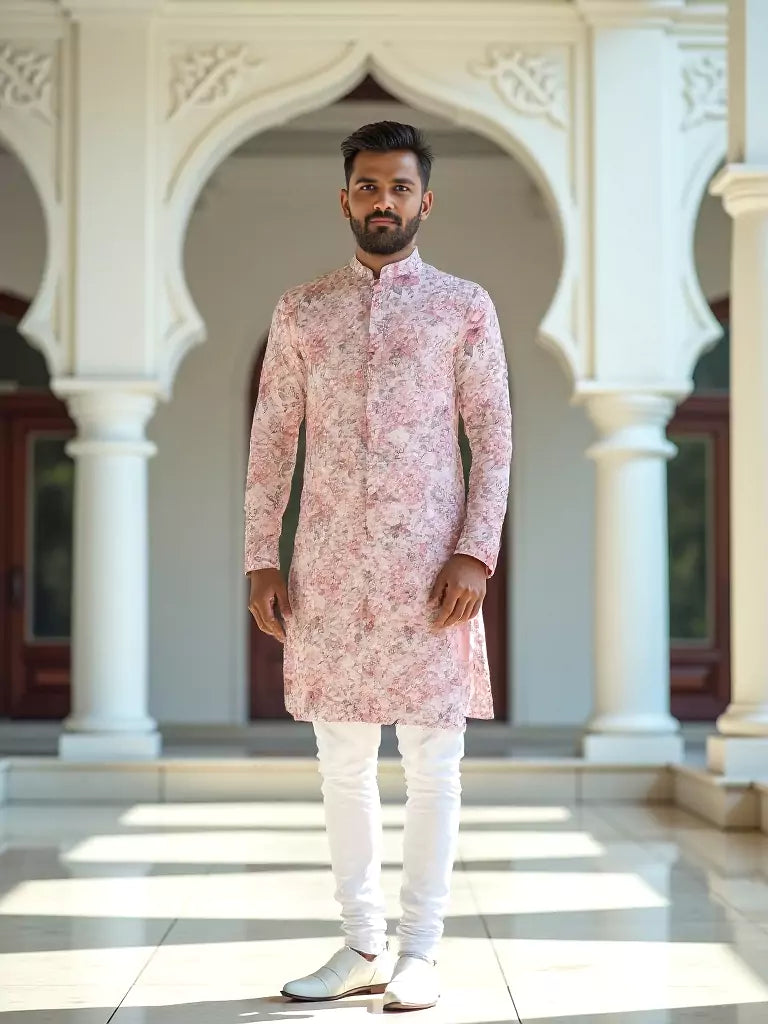 Chiku Digital Floral Print Cotton Kurta Pyjama Set