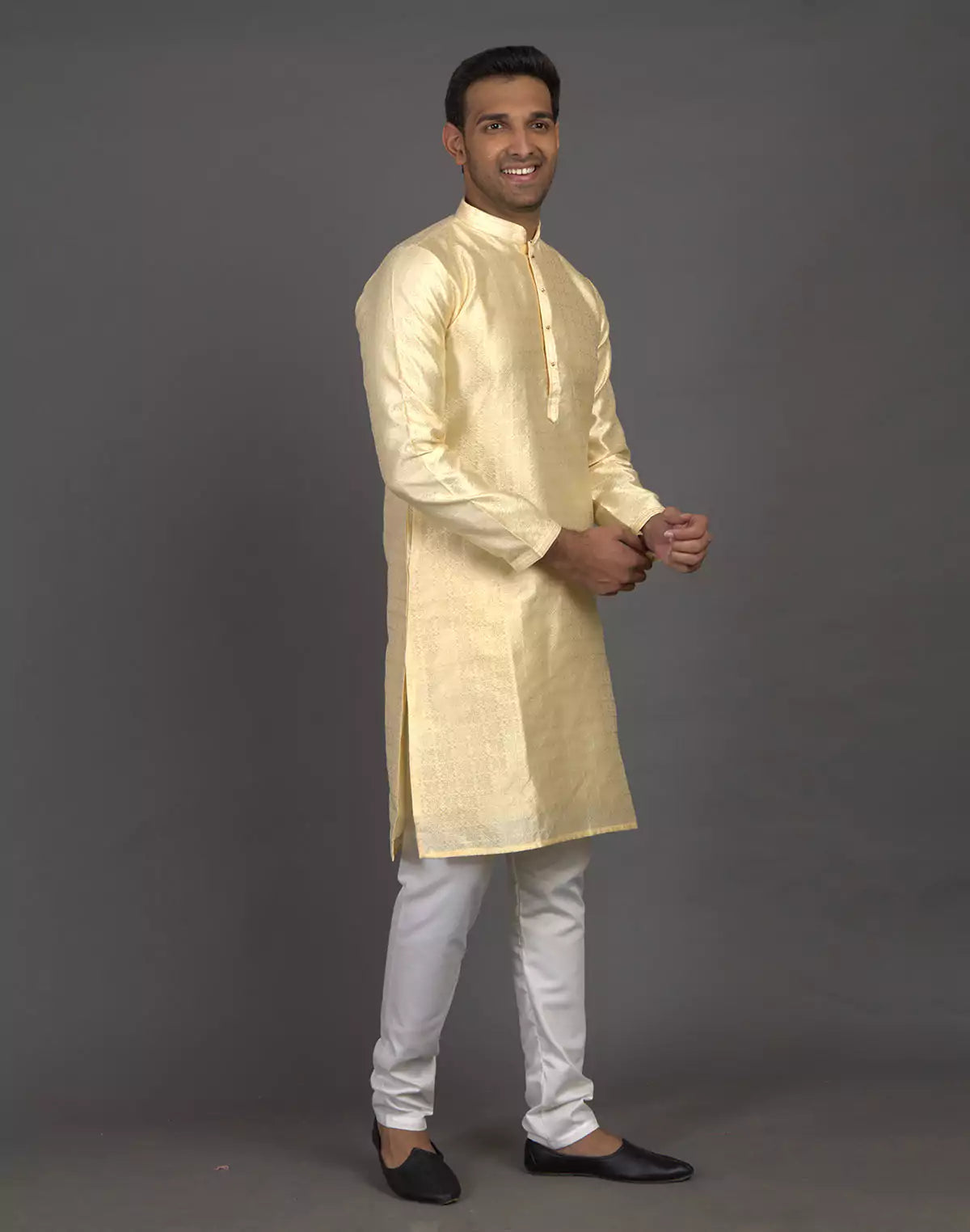 Self Thread with Embellished Cream Soft Silk Kurta Pyjama Set