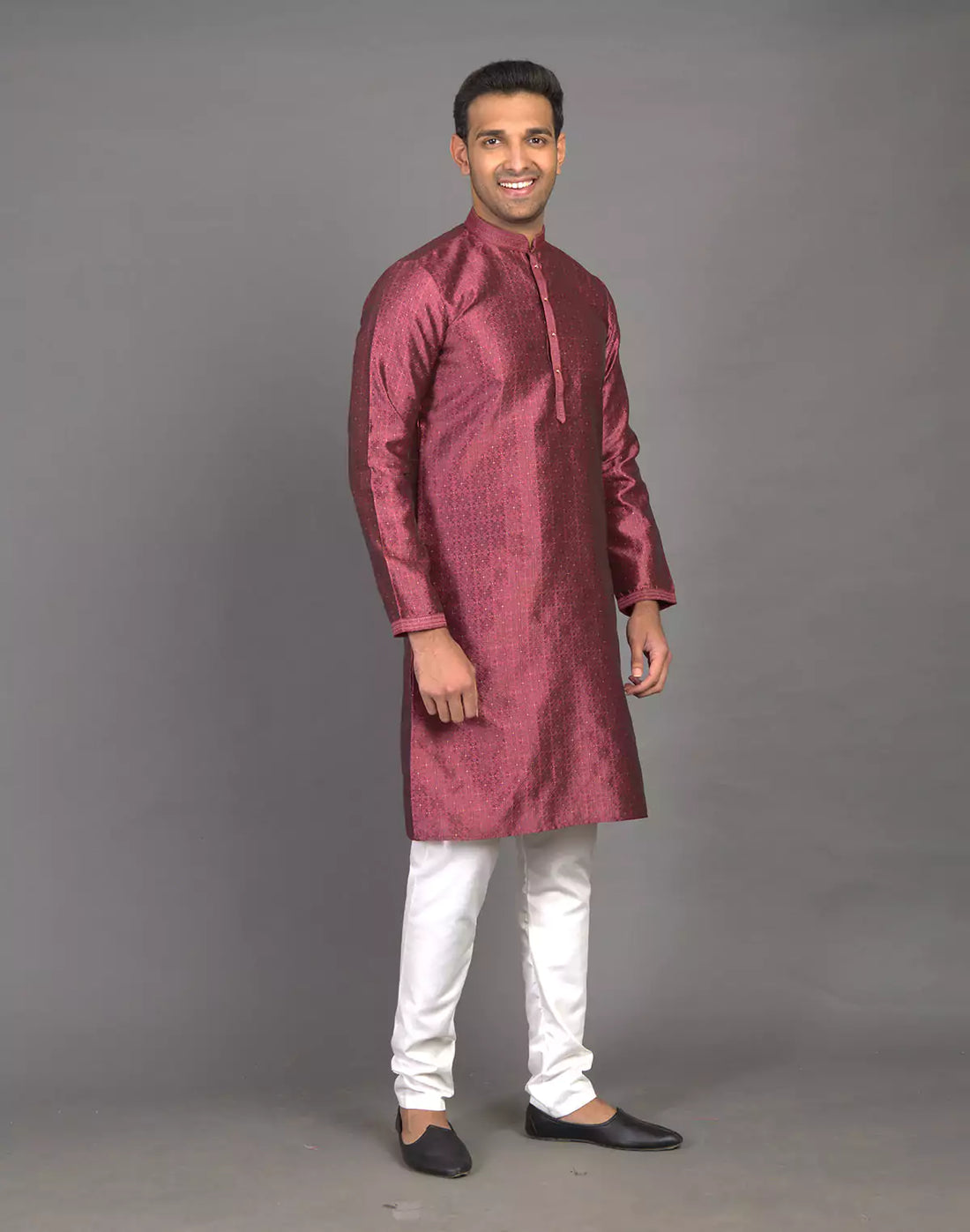 Self Thread with Embellished Design Soft Silk Kurta Pyjama Set