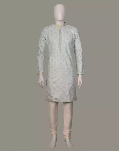 All Over Floral Embroidery work Raw Silk Kurta Pajama