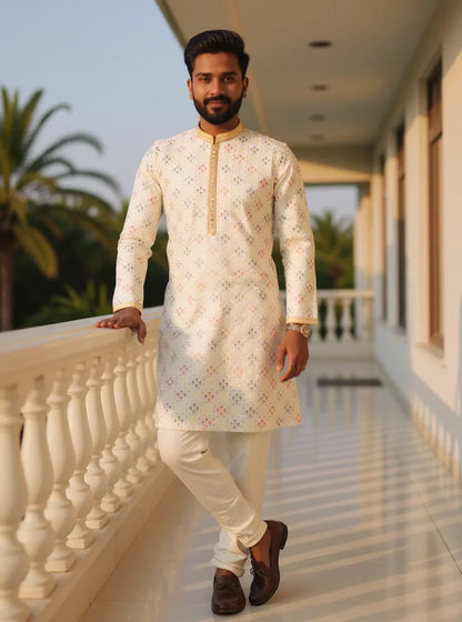 All Over Floral Embroidery work Raw Silk Kurta Pajama