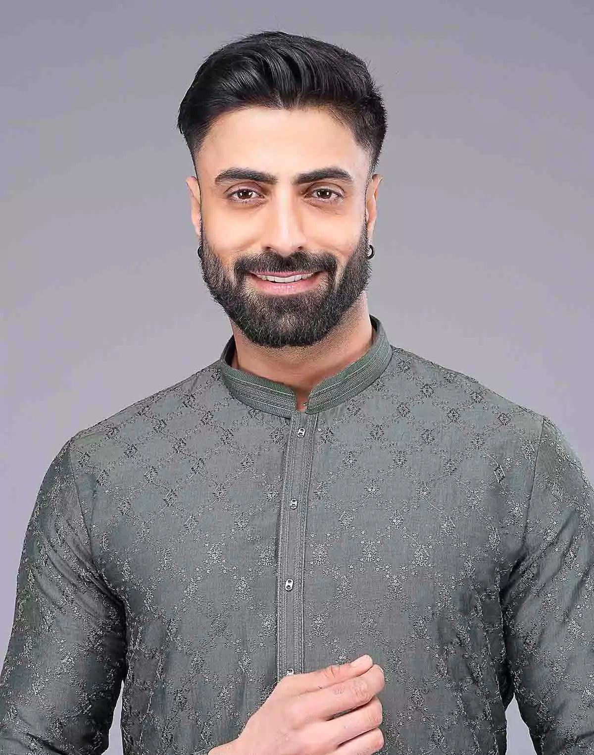 Mehendi Coloured Embellished work Soft Silk Party Wear Kurta Set