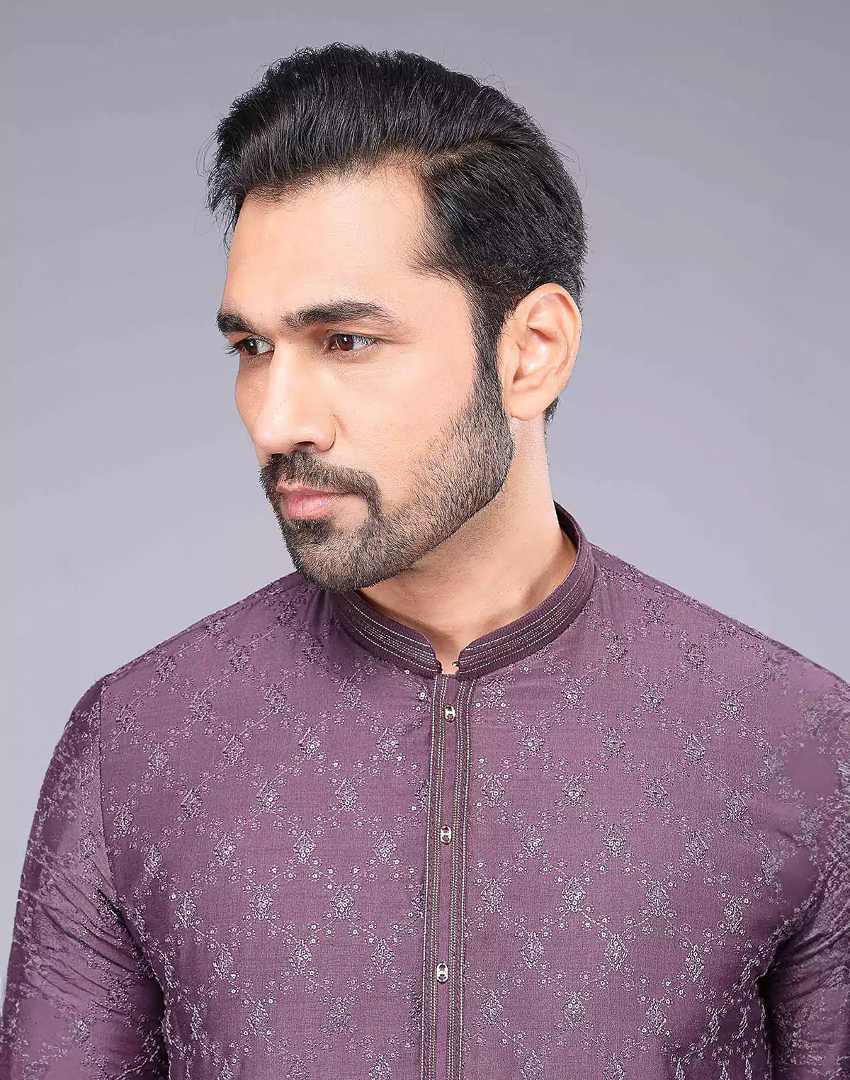 Light Purple Embellished work Soft Silk Party Wear Floral Kurta Set