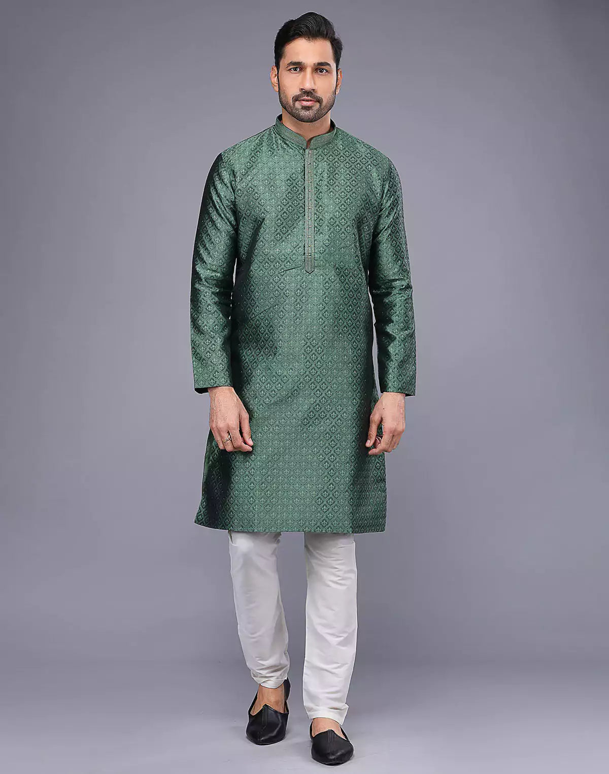 Mehendi Green Soft Silk Thread Work Kurta Set