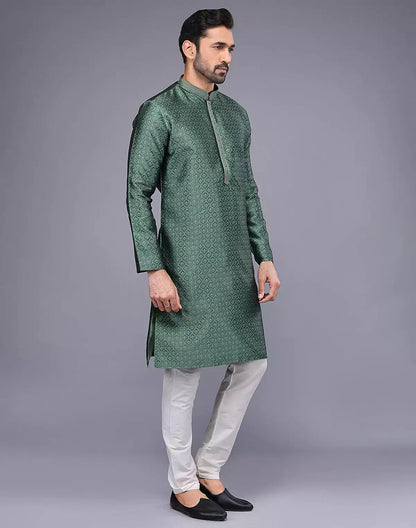 Mehendi Green Soft Silk Thread Work Kurta Set
