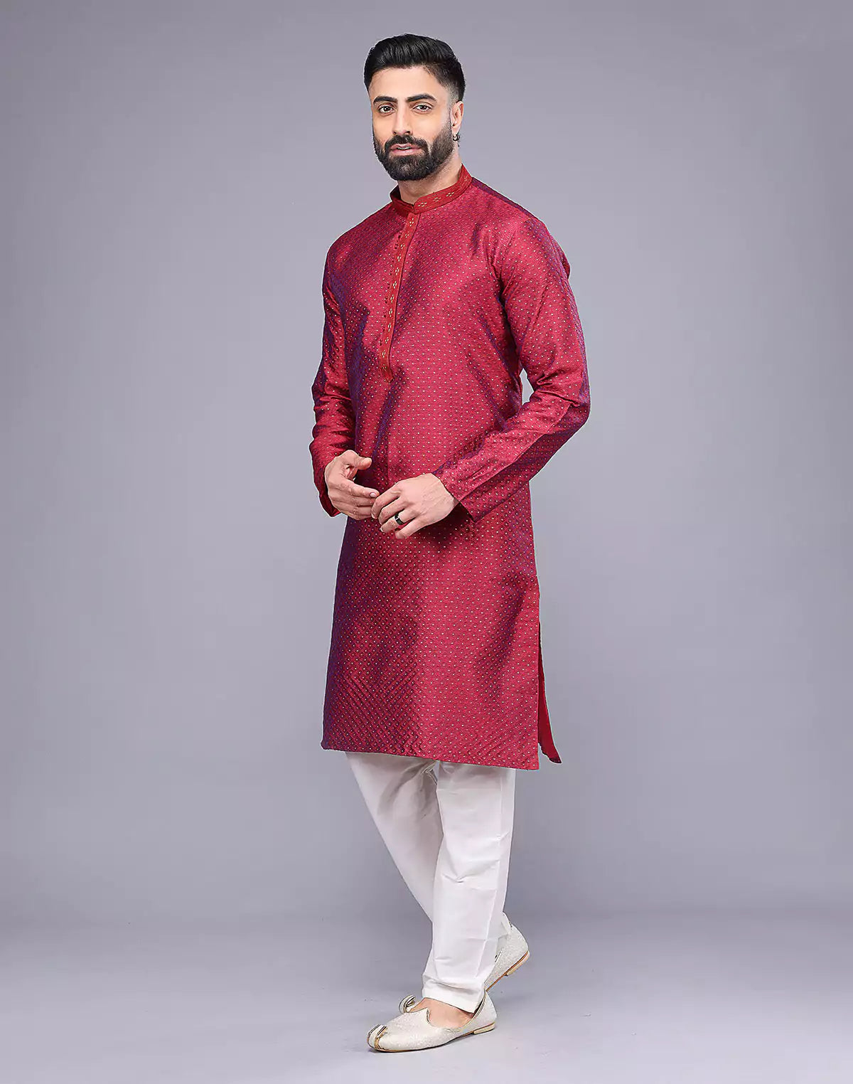All Over Small Bootis Jacquard Kurta Pajama Set