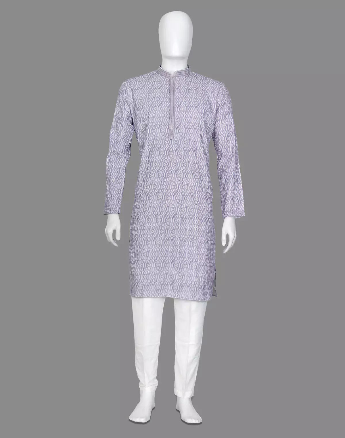 Lilac Color Ikat Print Span-Cotton Kurta Set