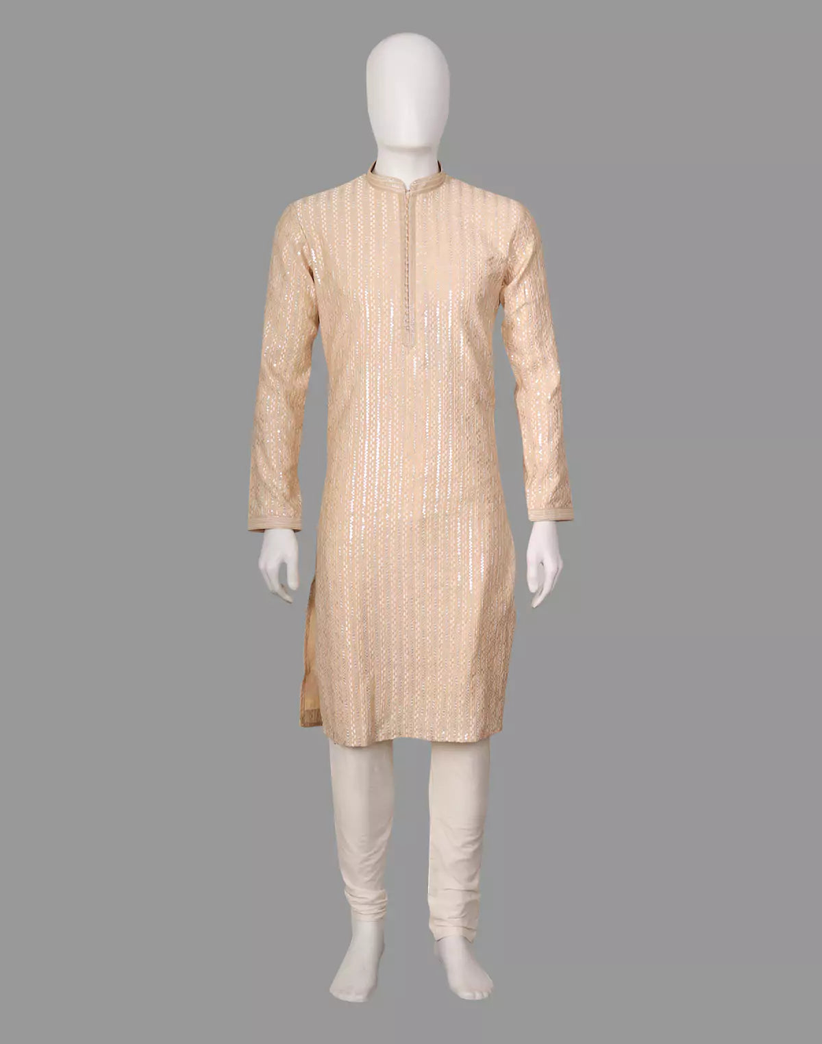 Thread with Embellished work Dusty Colour Raw Silk Kurta Set
