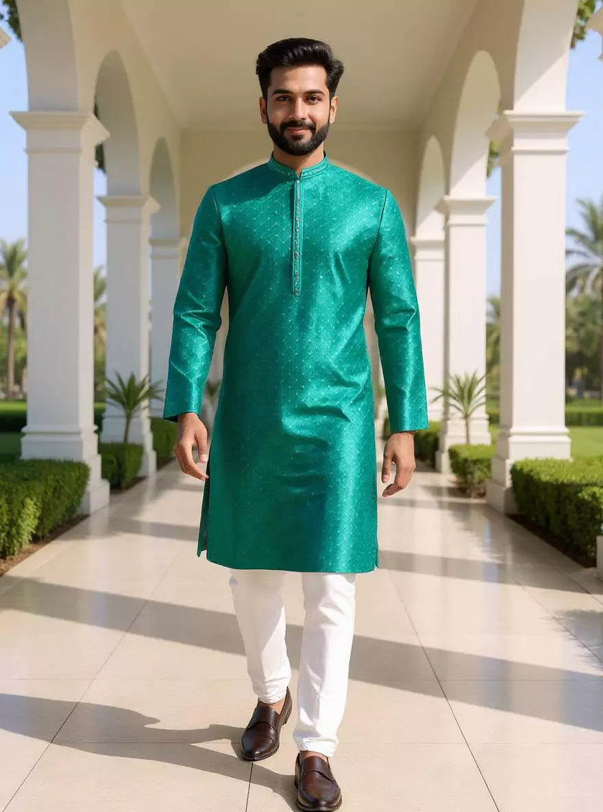 Rama Self Weaving Jacquard Kurta Pajama Set