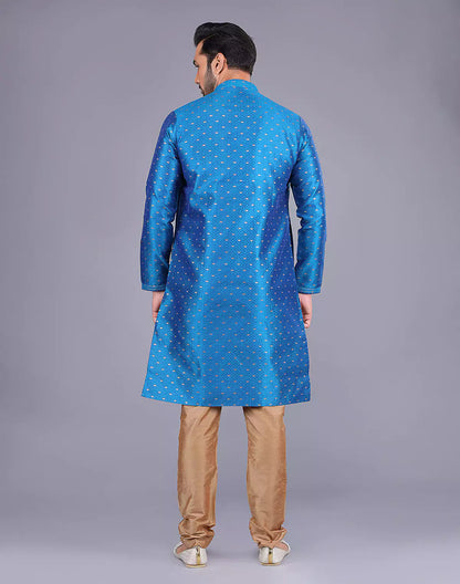 Elegant Rama Colour Self Bootis and Weaving Soft Silk Kurta Set