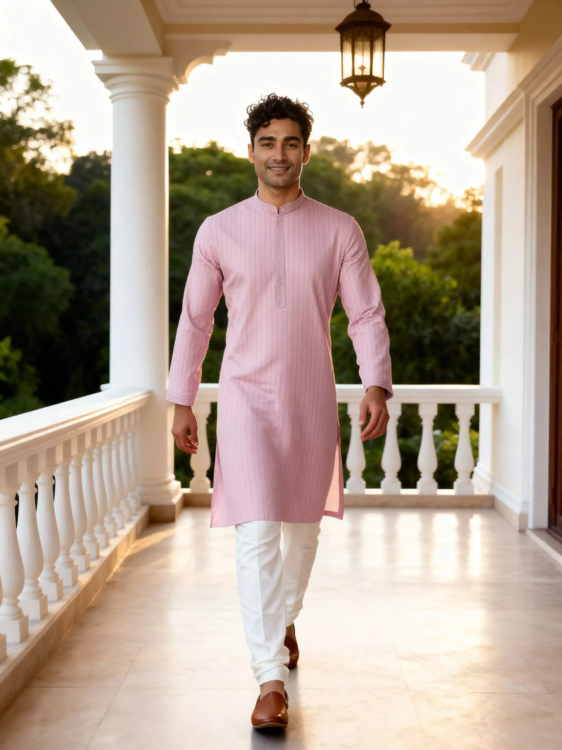 Jacquard Elegant Floral Patterned Thread work Kurta Pyjama Set