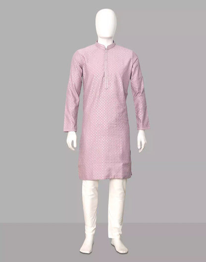 Embellished with Thread work Onion Cotton Silk Kurta Pajama