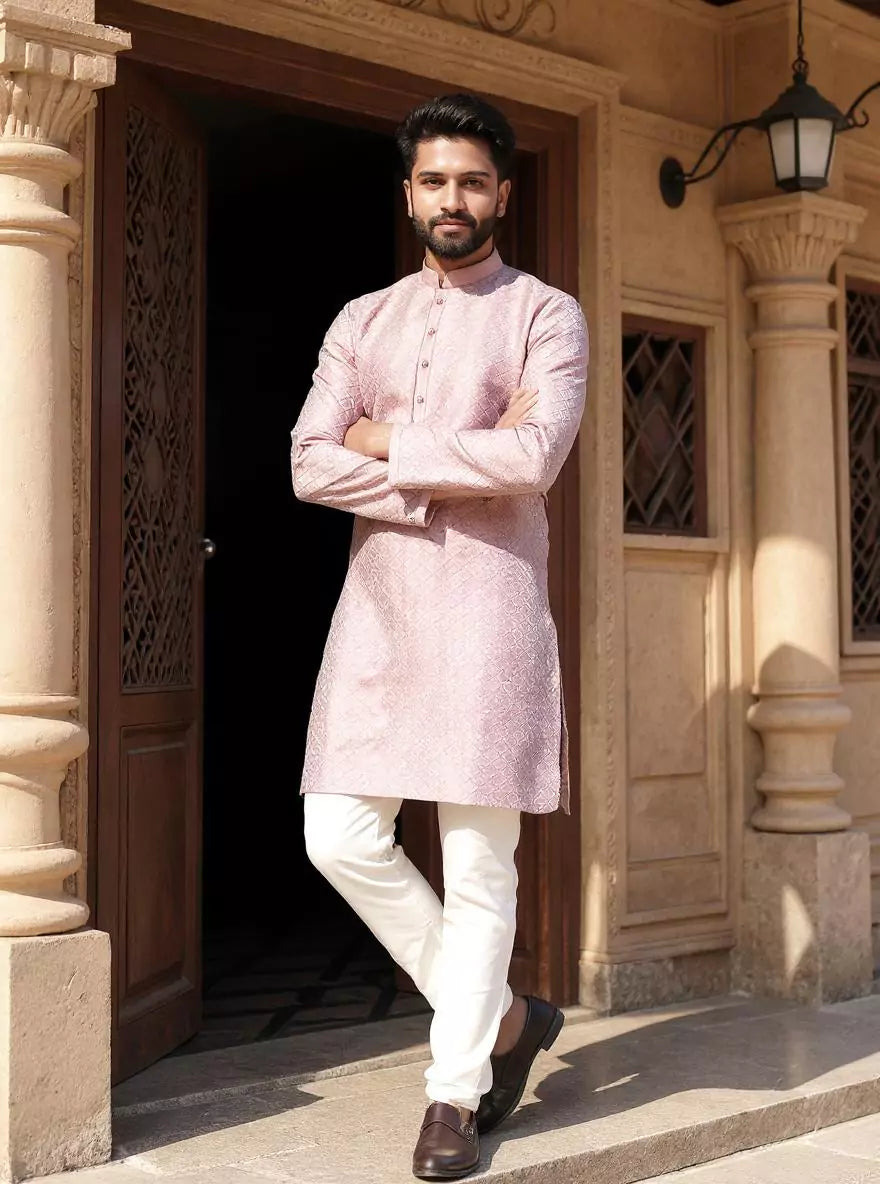 Self Patterned Thread work Jacquard Elegance Onion Kurta Pajama