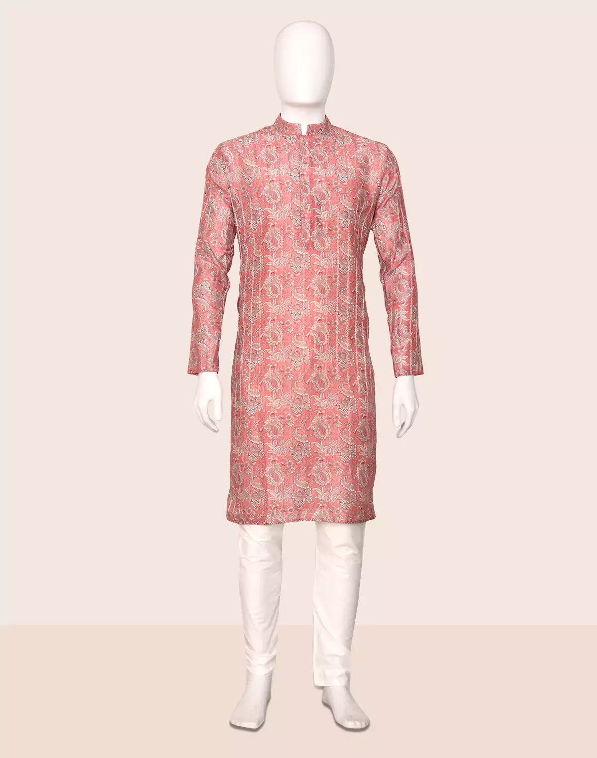 Onion Floral Printed Chanderi Cotton Kurta Pyjama Set