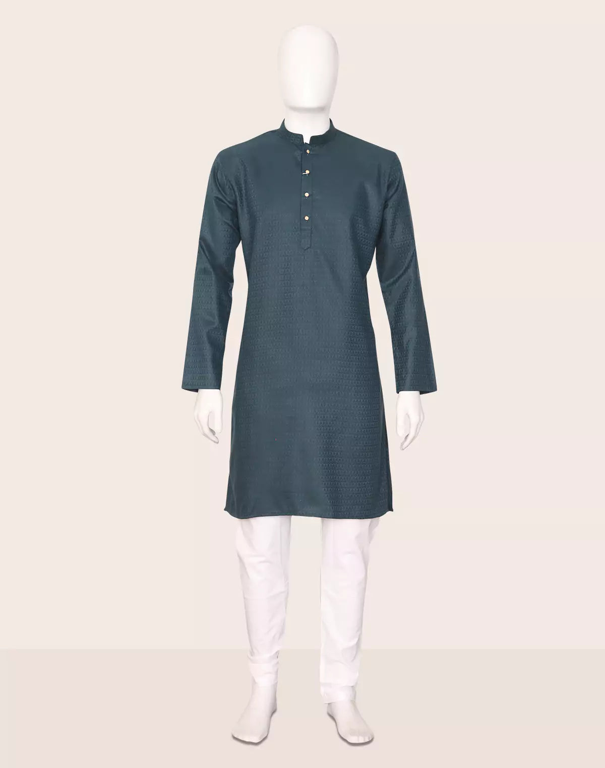 Bottle Green Floral Classic Cotton Kurta Pyjama Set