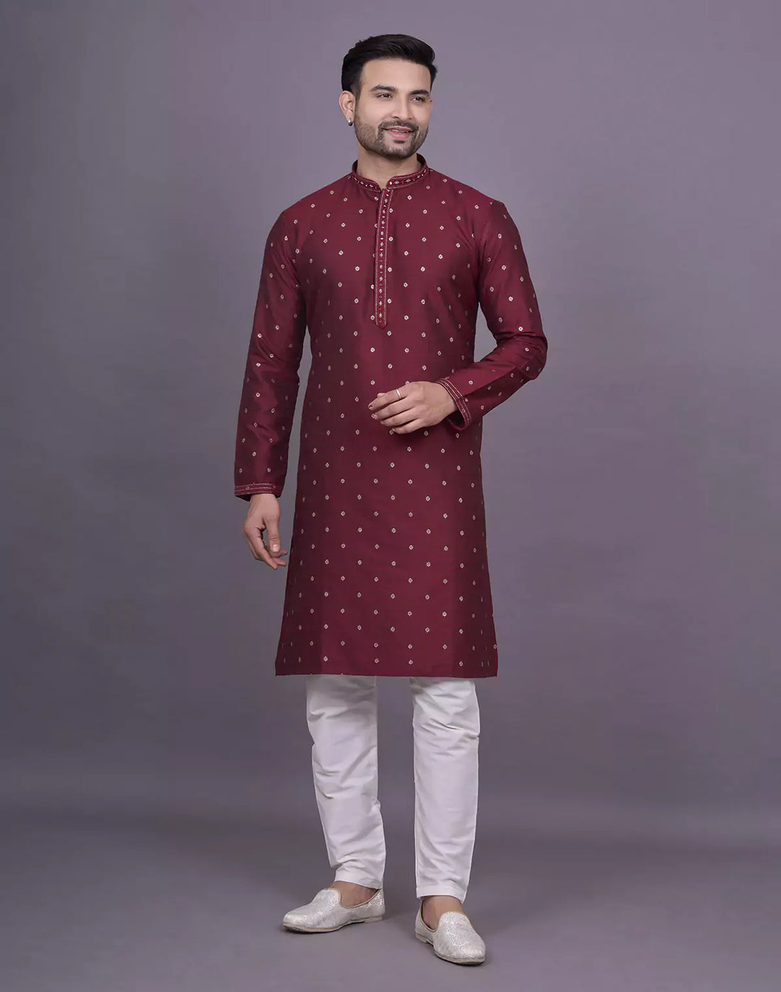 Maroon Self Design with Butta&