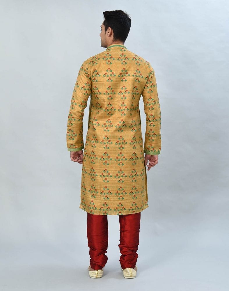 Yellow Floral Printed Kurta Pyjama Set