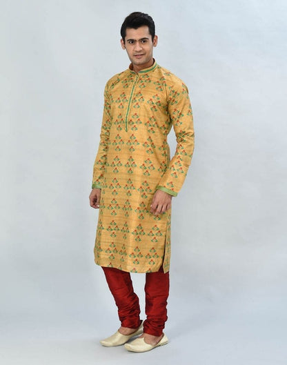 Yellow Floral Printed Kurta Pyjama Set