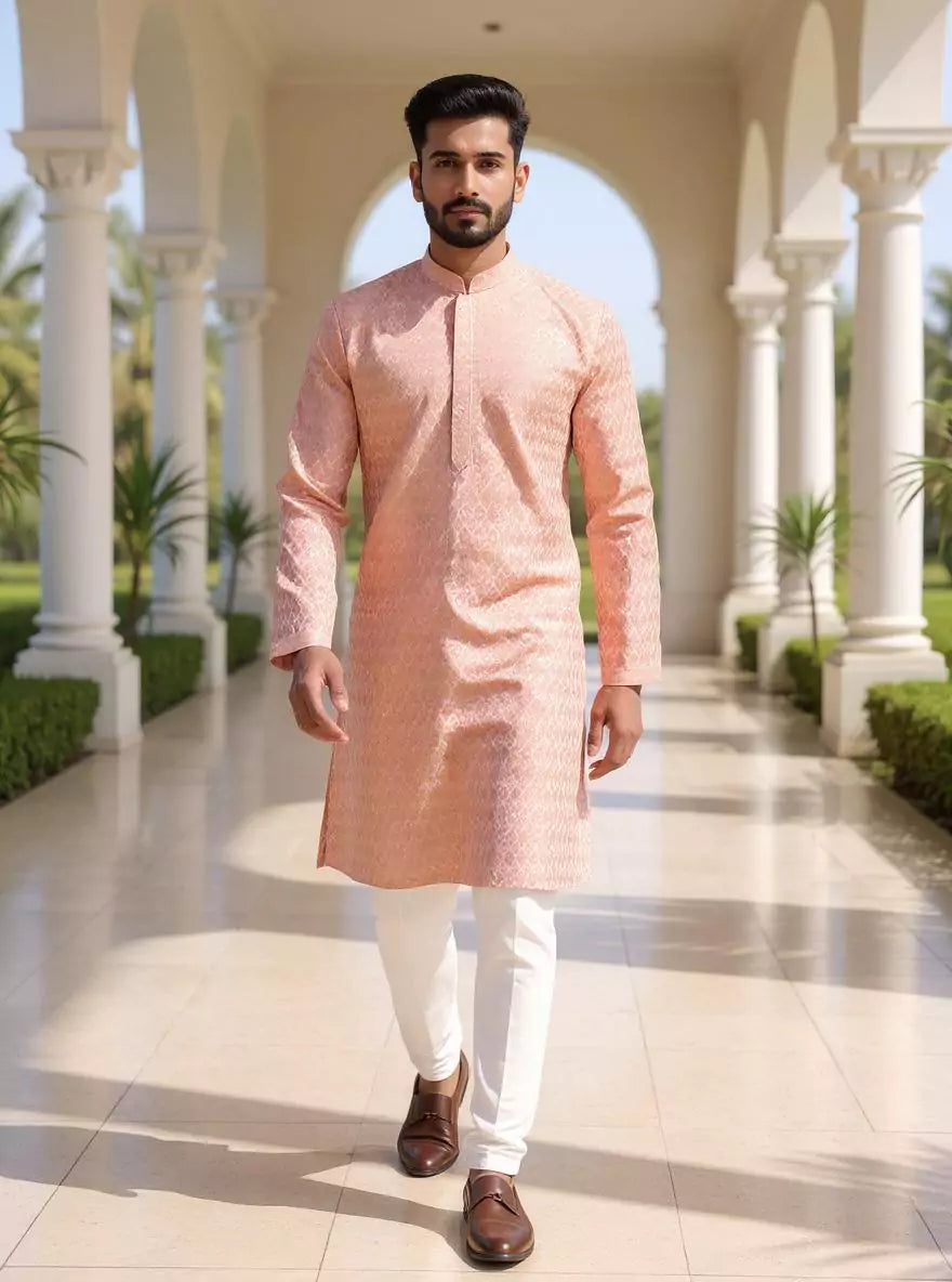 Onion Floral Thread and Embellished Cotton Silk Kurta Pyjama Set