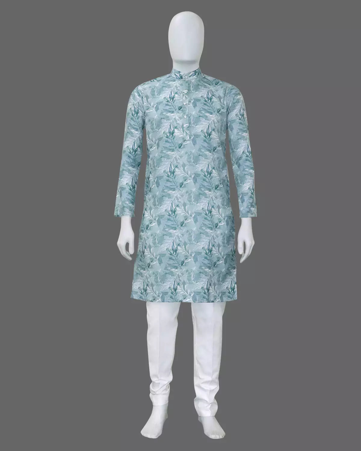 Sky Floral Design Cotton Kurta