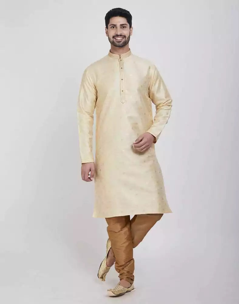 Gold Self Brocade Kurta Pajama