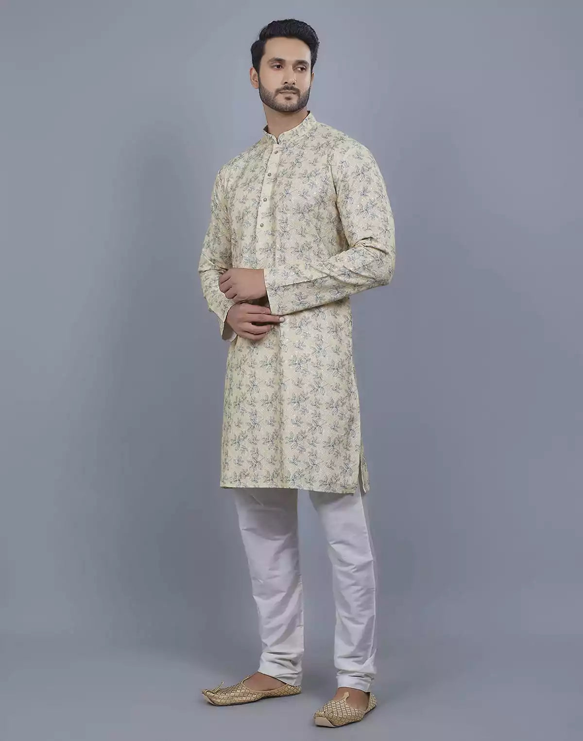 Floral Print Thread Embroidery work Kurta Set