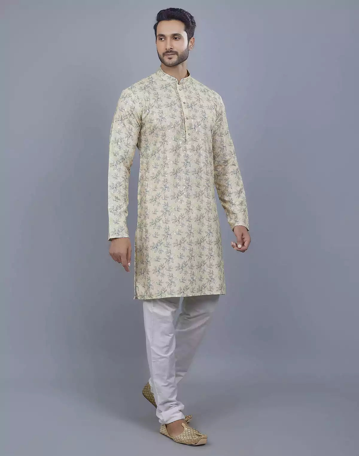 Floral Print Thread Embroidery work Kurta Set
