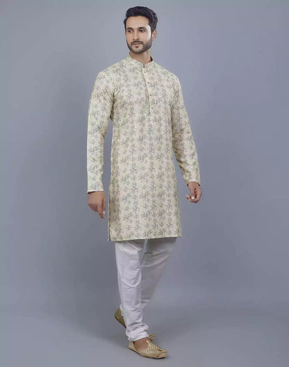 Floral Print Thread Embroidery work Kurta Set
